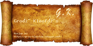Groó Kleofás névjegykártya